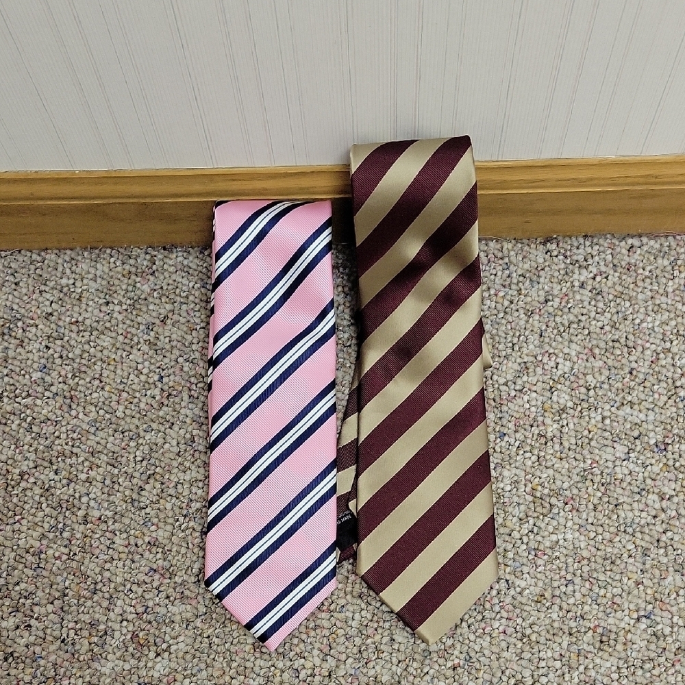 Puccini Elegant Striped Ties Set Pink and Brown Office Business Academia Career